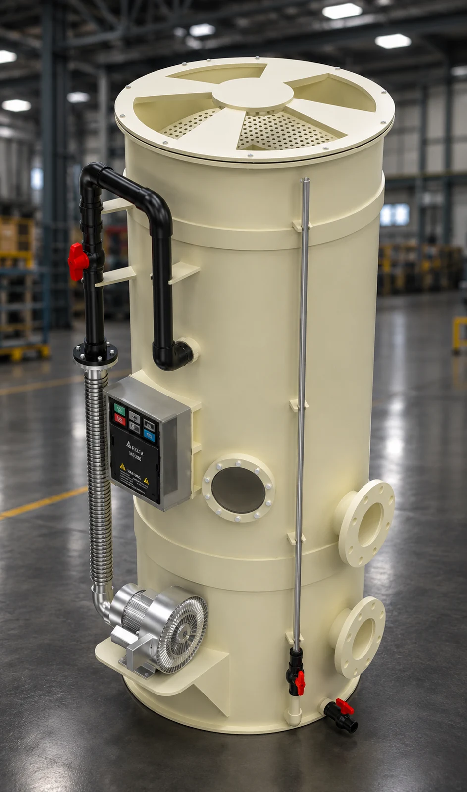 Degassing Towers assembly and visible equipment arrangement