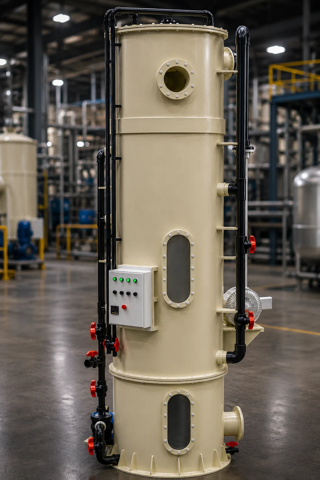 Trickle Filters assembly and visible equipment arrangement